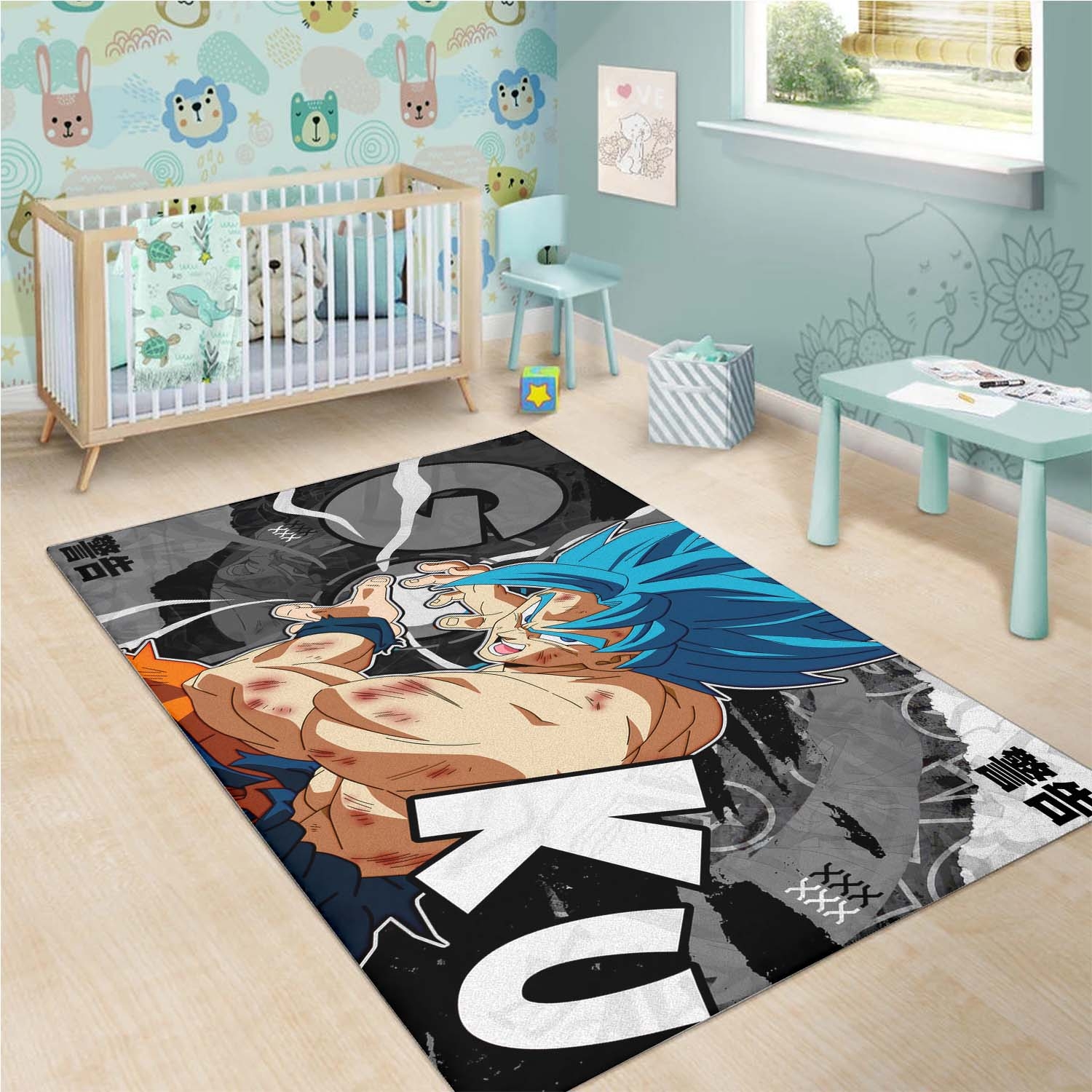 Super Saiyan Blue Teppich Kinderzimmer, Anime Teppich, Dekorativer Teppich Waschbar super saiyan blue