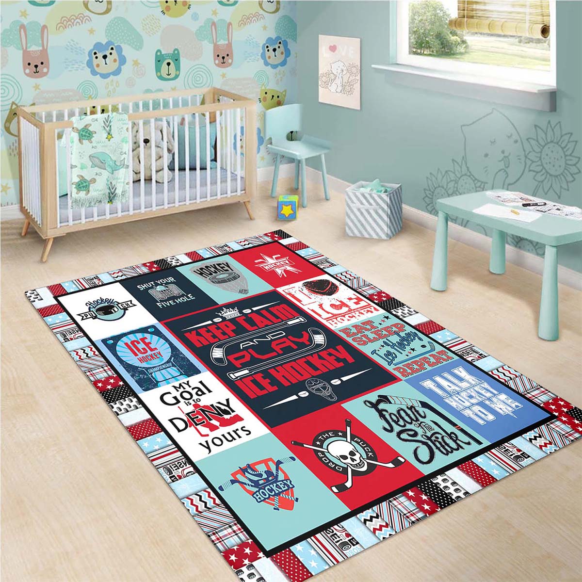 Ice Hockey Teppich, Sportteppich, Jungenzimmer Teppich ice hockey