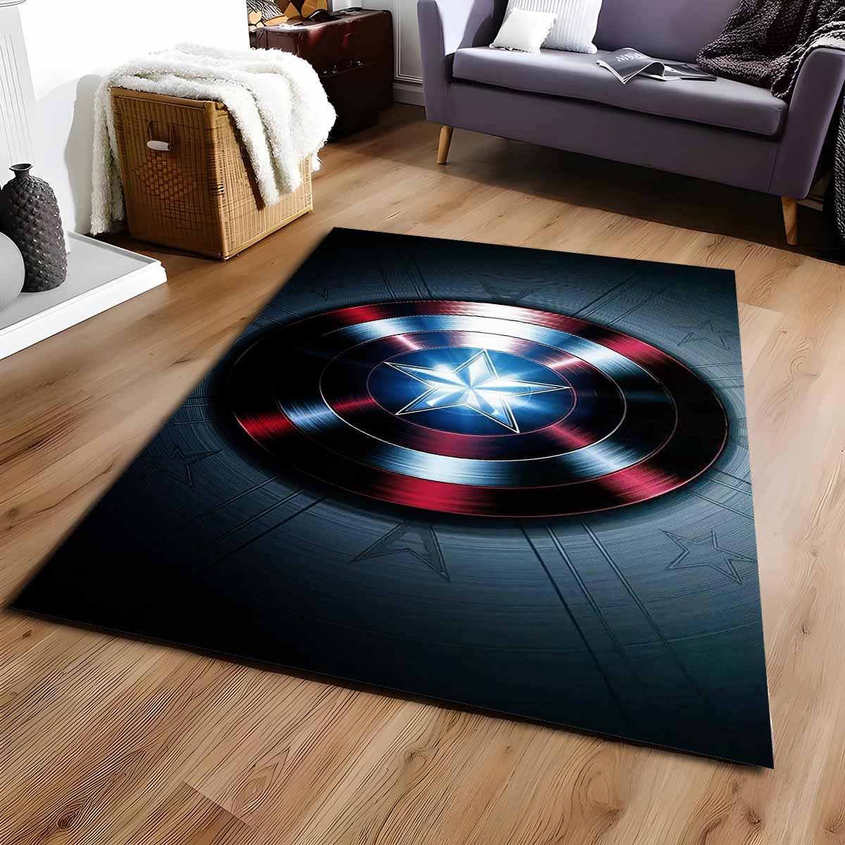 Captain America Schild 5 Teppich, Strapazierfähiges Material für den täglichen Gaming-Einsatz captain america schild 5 teppich