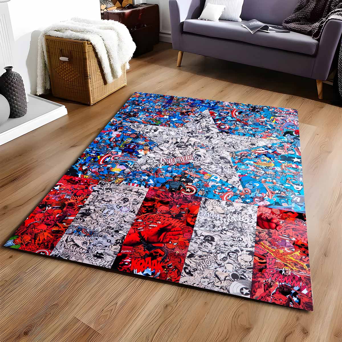 Captain America Vs Red Skull Teppich, UV-beständige Farben gegen schnelles Verblassen im Alltag captain america vs red skull teppich