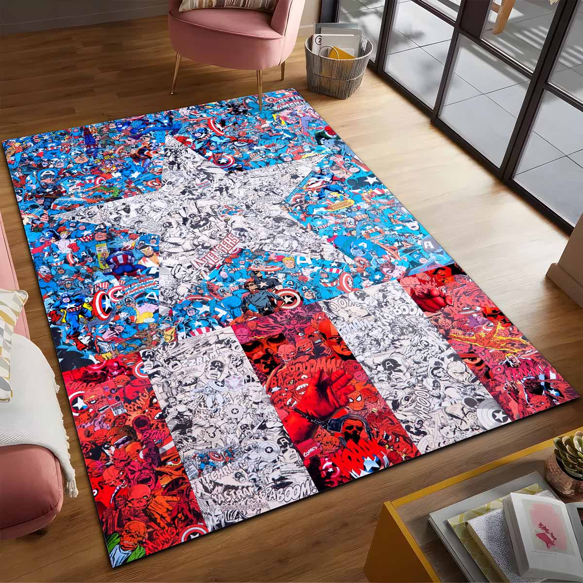 Captain America Vs Red Skull Teppich, UV-beständige Farben gegen schnelles Verblassen im Alltag 5 captain america vs red skull teppich