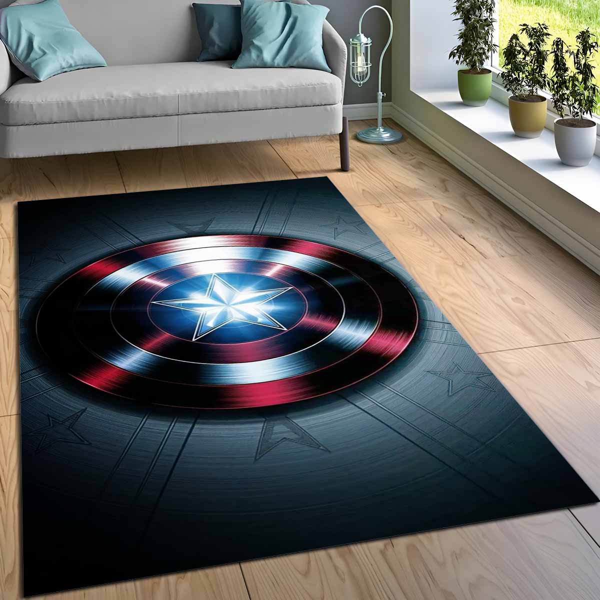 Captain America Schild 5 Teppich, Strapazierfähiges Material für den täglichen Gaming-Einsatz captain america schild 5 teppich