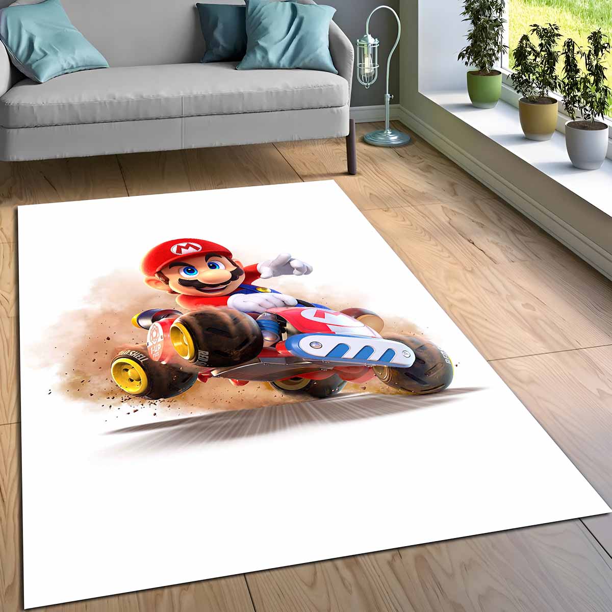 Mario In Mario Kart Welt Teppich, Rutschsichere Unterlage für maximalen Halt beim Spielen mario in mario kart welt teppich