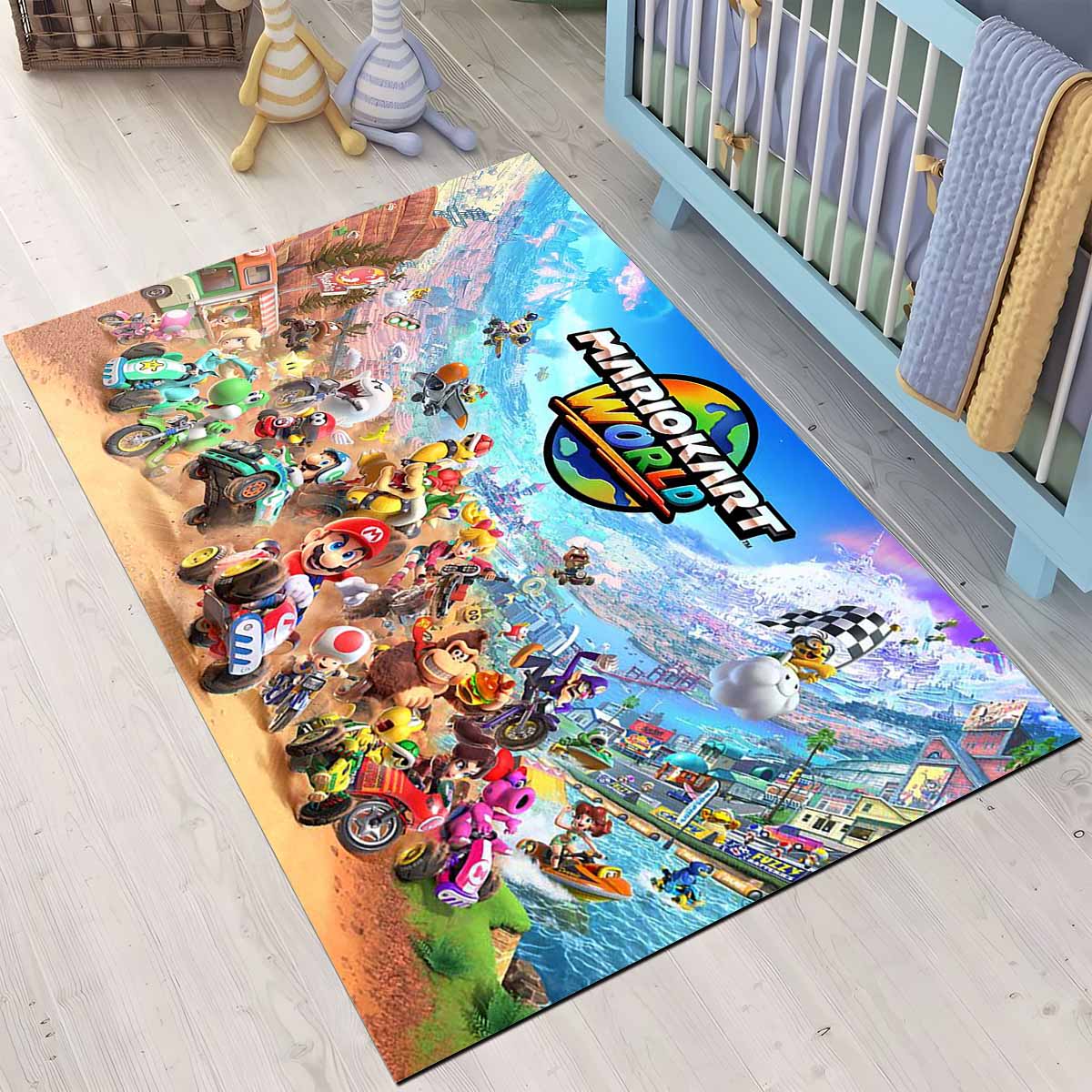 Mario Kart Welt Teppich, Hochwertiger Gaming Teppich für das perfekte Nerd Zimmer mario kart welt teppich