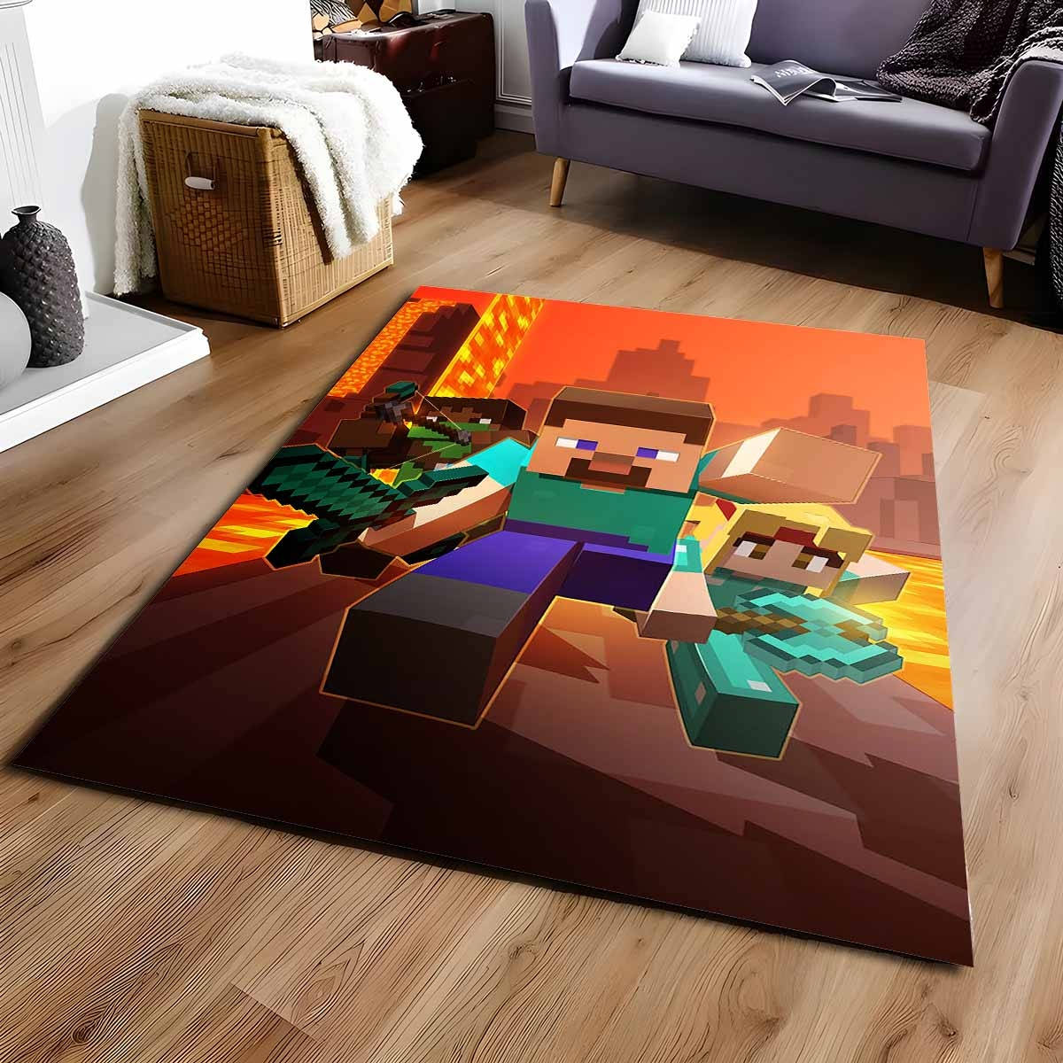 Alle Minecraft-charaktere 02 Teppich, Gaming Fußmatte mit coolem Pixel Design alle minecraft charaktere 02 teppich