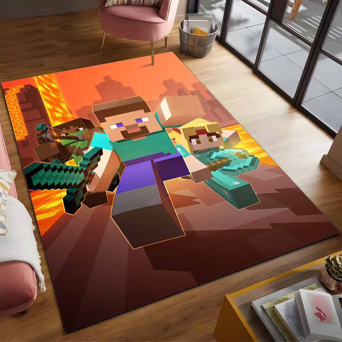Alle Minecraft-charaktere 02 Teppich, Gaming Fußmatte mit coolem Pixel Design alle minecraft charaktere 02 teppich