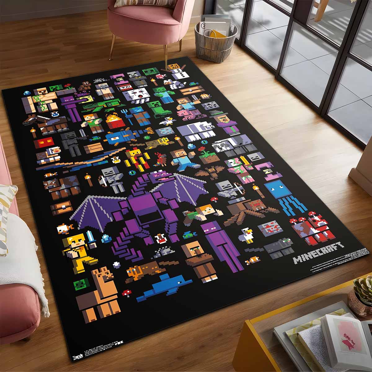Alle Minecraft-charaktere Teppich, Strapazierfähiger Gaming Teppich Öko Tex zertifiziert alle minecraft charaktere teppich