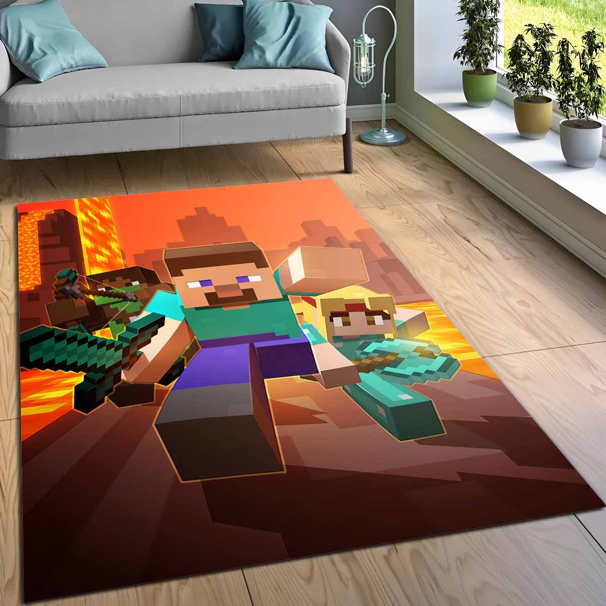 Alle Minecraft-charaktere 02 Teppich, Gaming Fußmatte mit coolem Pixel Design alle minecraft charaktere 02 teppich
