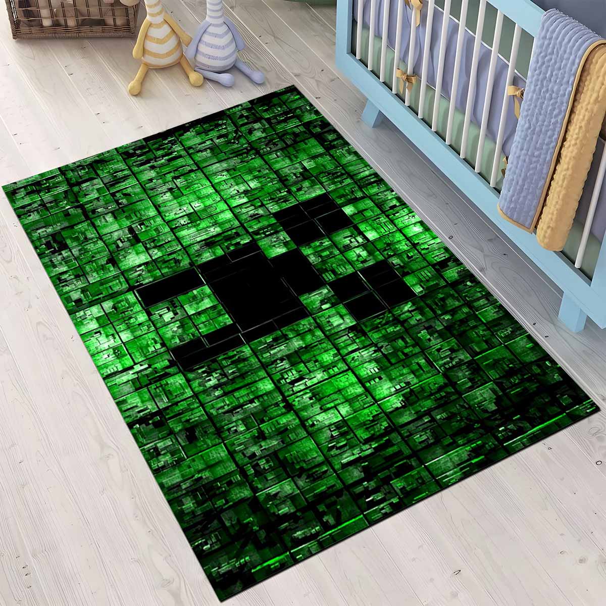 Minecraft Creeper Gesicht 2 Teppich, Pixel Art Teppich für das Jugendzimmer minecraft creeper gesicht 2 teppich