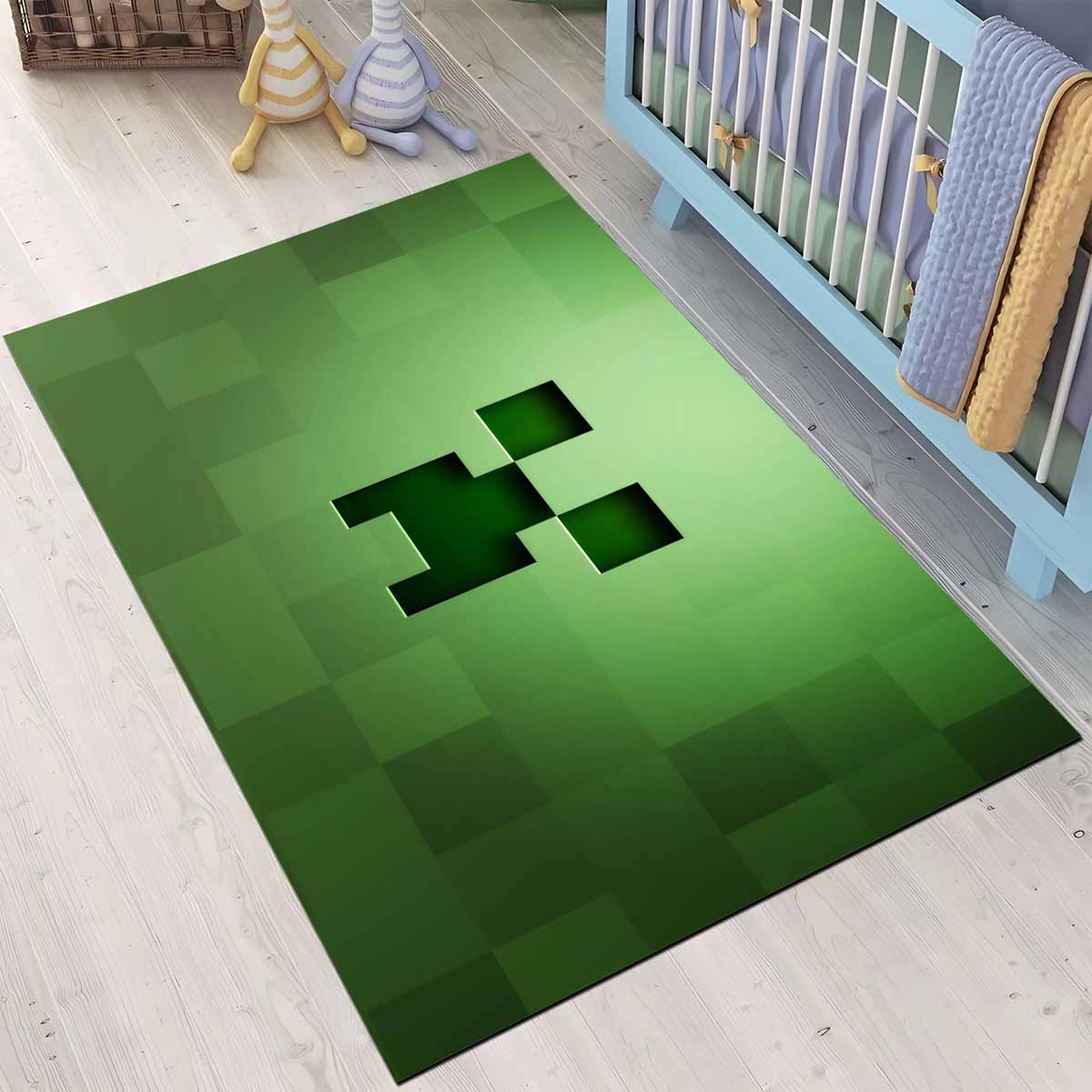 Minecraft Creeper Gesicht Teppich, Hochwertiger Gaming Teppich Kurzflor minecraft creeper gesicht teppich
