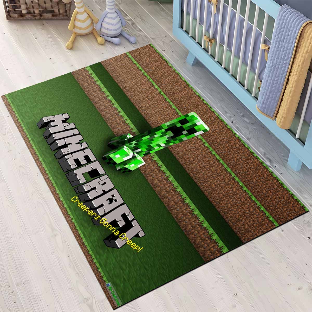 Minecraft Klassischer Creeper Unzufrieden Teppich, Gaming Fußmatte mit coolem Pixel Design minecraft klassischer creeper unzufrieden teppich