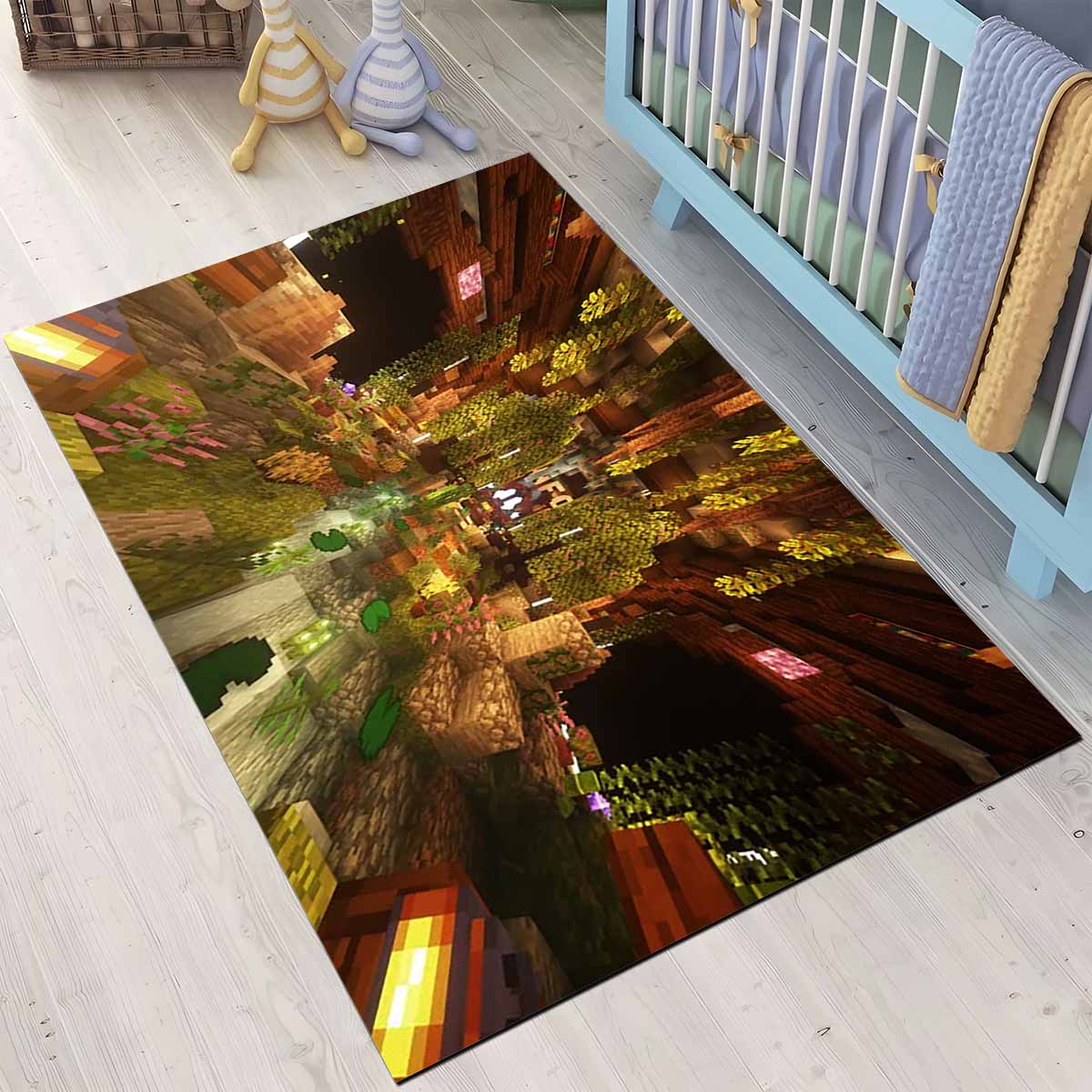 Multibiom-Minecraft-Teppich, Rutschfester Gaming Teppich in Pixel Optik multibiom minecraft teppich