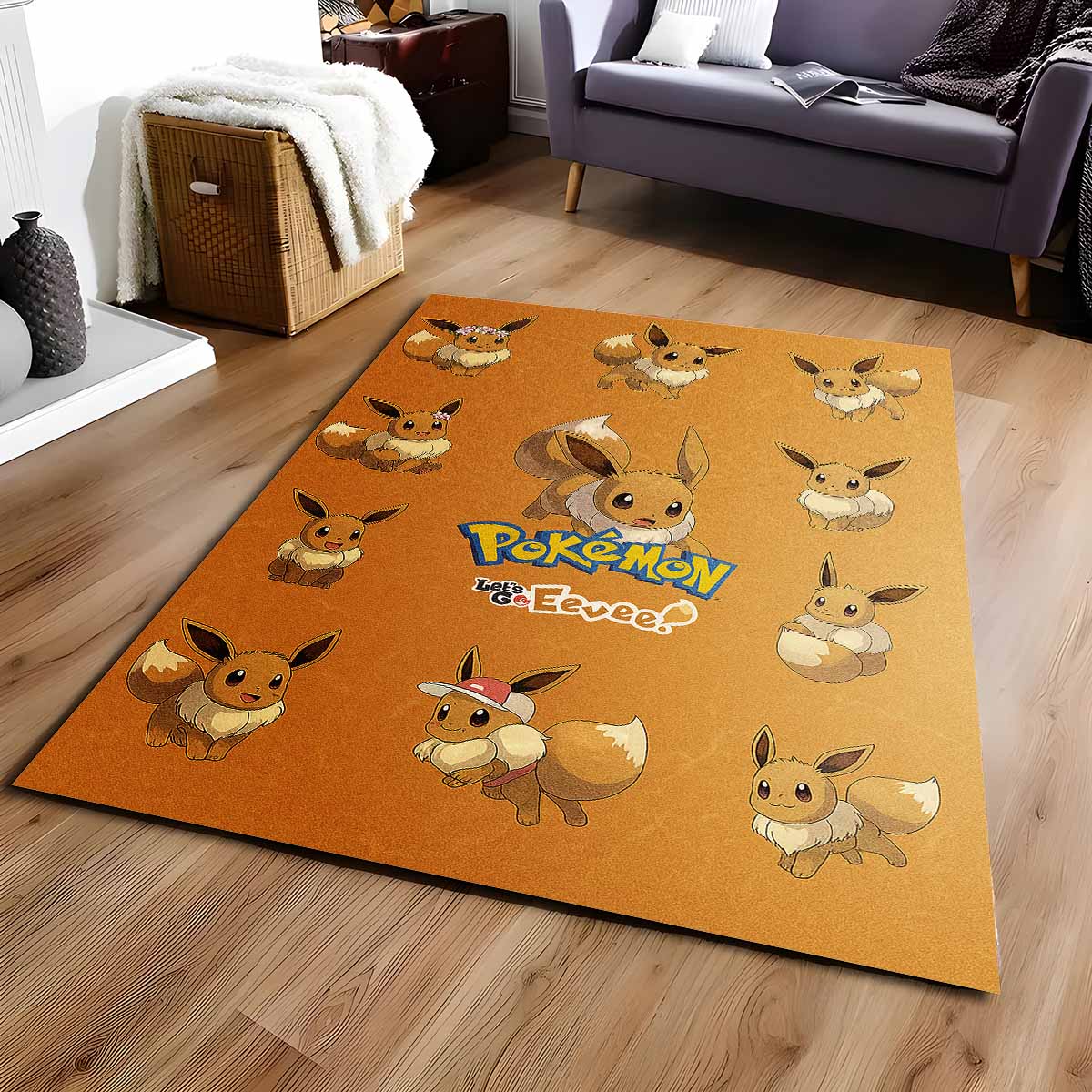 Evoli Pokmon Eevee Pokemon Teppich, Premium Anime Gaming Merch für das Jugendzimmer evoli pokmon eevee pokemon teppich