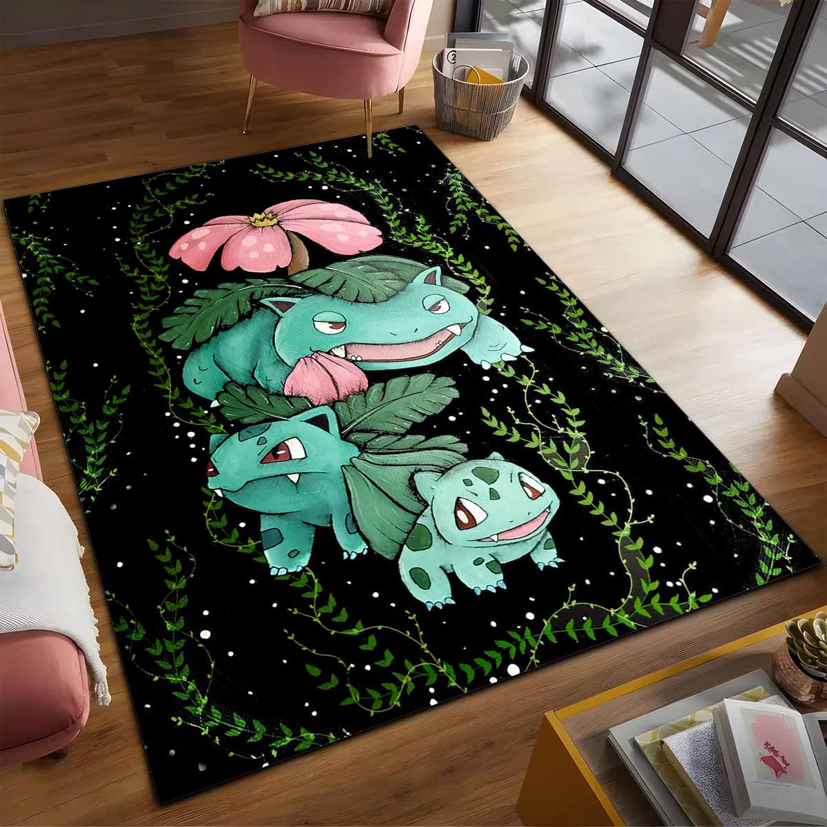 Bisasam-Pflanzen-pokmon-3-Teppich, Rutschfeste Gaming Matte mit fotorealistischem 3D-Druck bisasam pflanzen pokmon 3 teppich