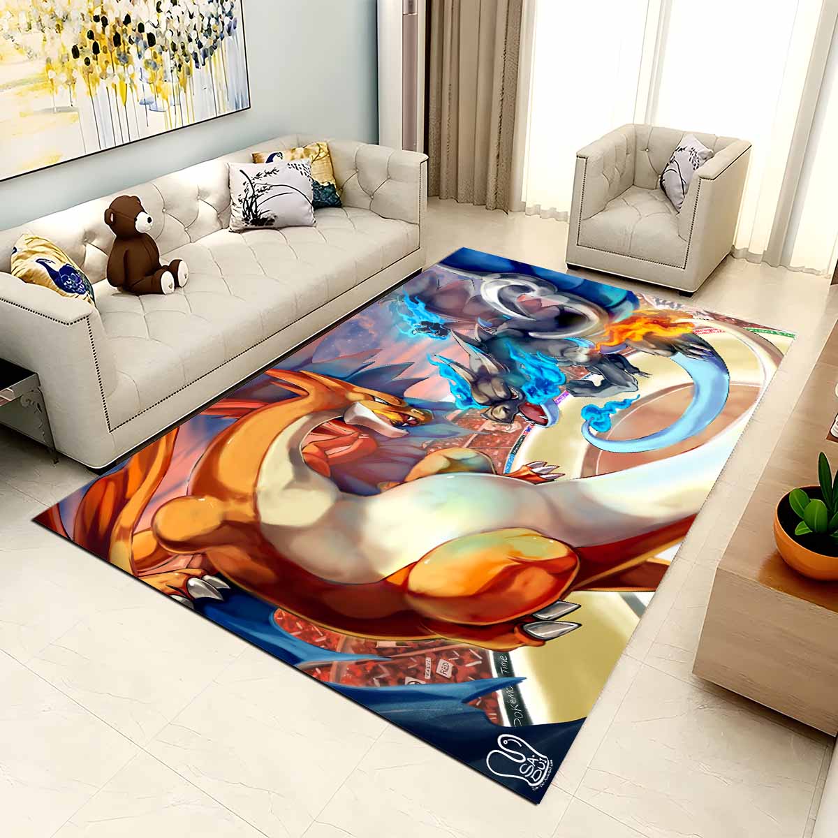 Drachen Pokmon Kampf Dragon Pokemons Fight Teppich, Allergikerfreundlicher Kurzflor Teppich leicht zu reinigen drachen pokmon kampf dragon pokemons fight teppich