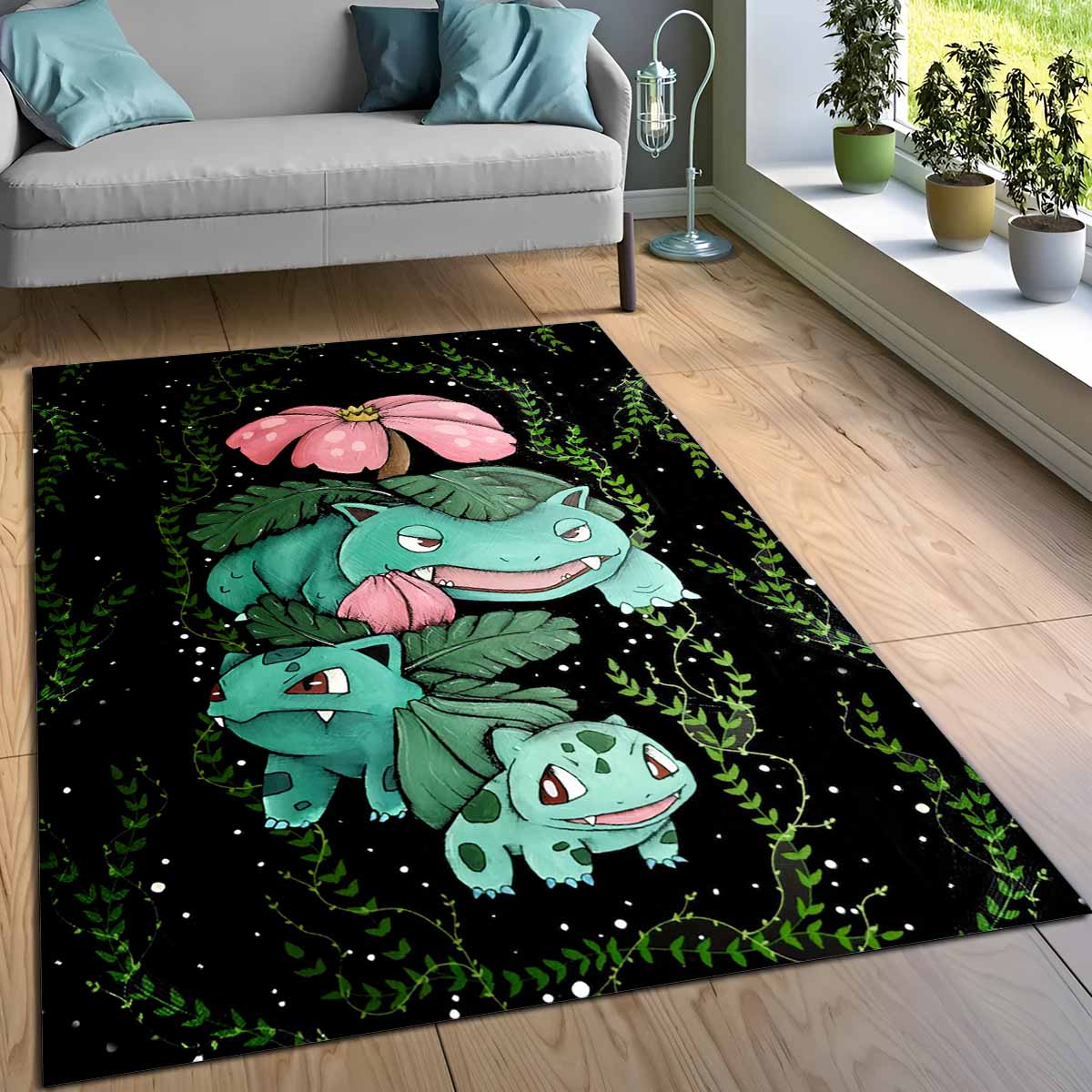 Bisasam-Pflanzen-pokmon-3-Teppich, Rutschfeste Gaming Matte mit fotorealistischem 3D-Druck bisasam pflanzen pokmon 3 teppich