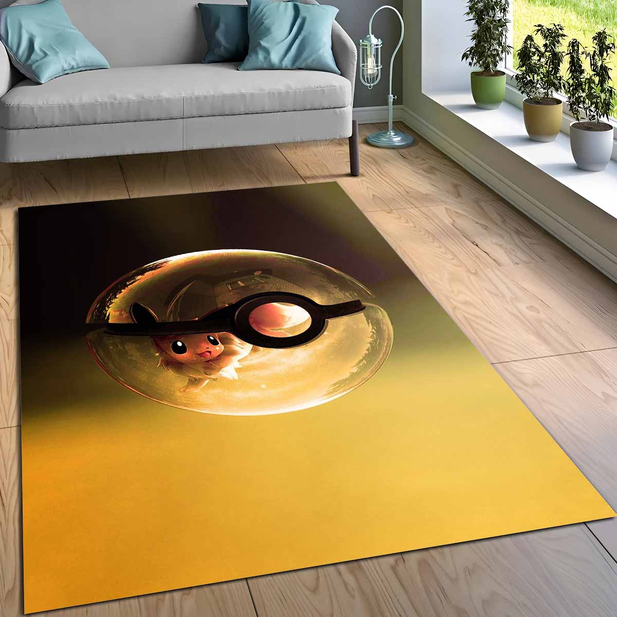 Evoli Pokeball Entwicklung Teppich, Blickfang Bodenmatte mit lizenziertem Charakter Design evoli pokeball entwicklung teppich
